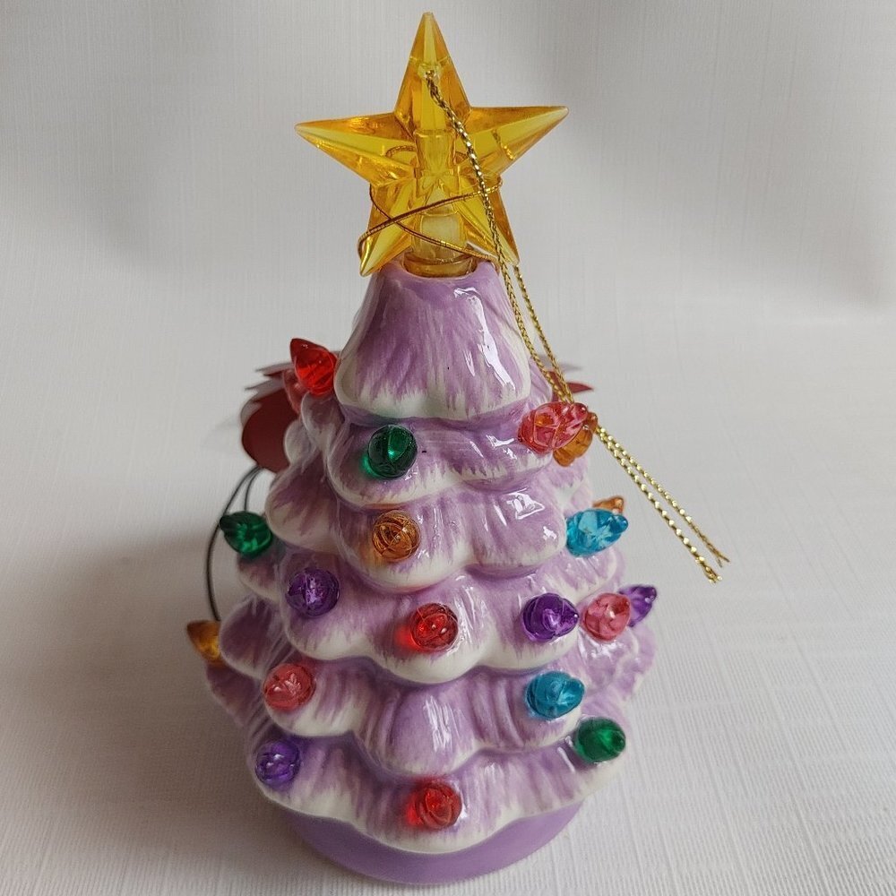 Mr. Christmas 5" Nostalgic Ceramic Lit Tree Ornament, Lavender Christmas